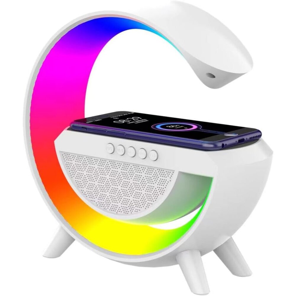 Table Lamp with Bluetooth Speaker, G Bedside Lamp with 15W Wireless Charger, Atm